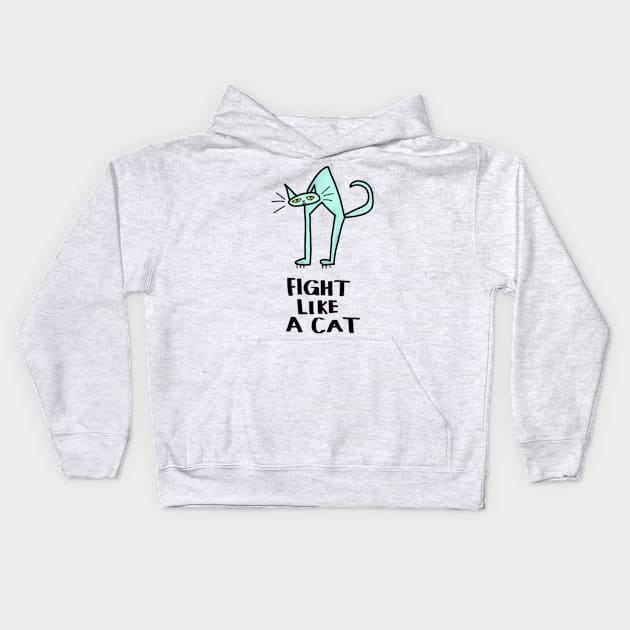 Fight like a cat Kids Hoodie by ThomaeArt